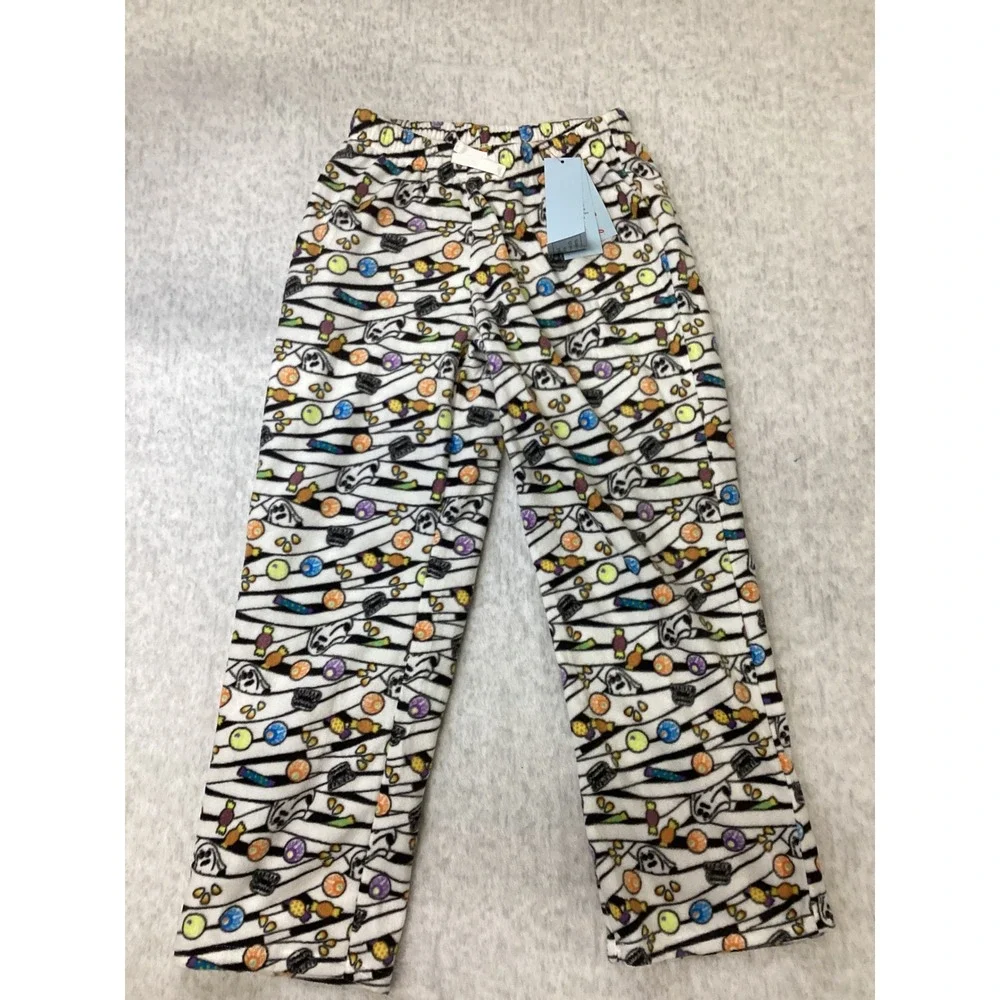 Cat & Jack Halloween Ghost Candy‎ Stripe Fleece Pajama Pants Kids Size M 8 NEW